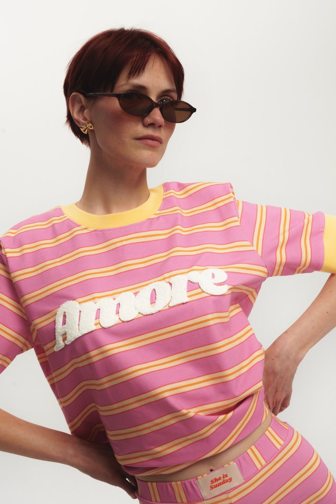 AMORE W STRIPED T-SHIRT