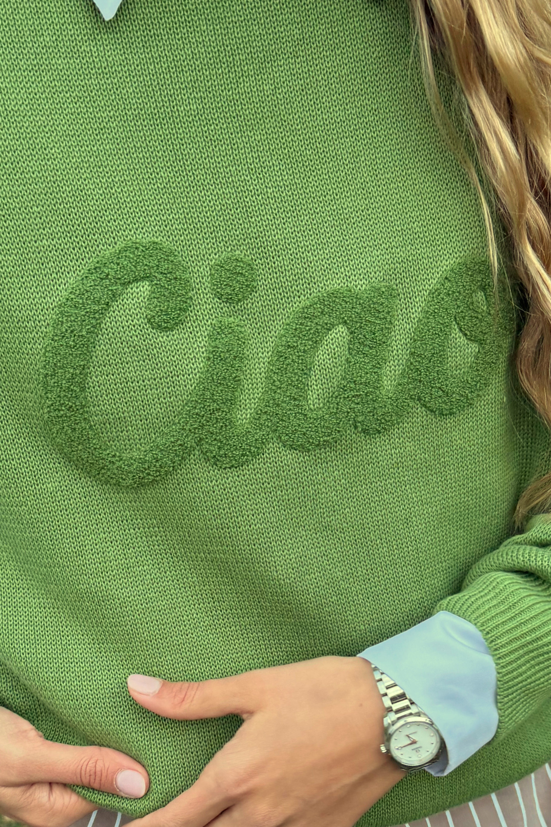 SWETER SADIE OLIWKOWY Z BAWEŁNY ORGANICZNEJ