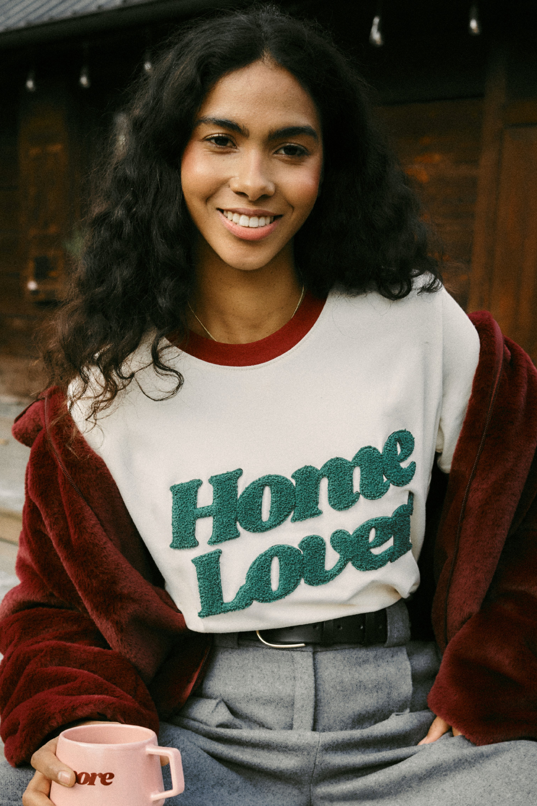 T-SHIRT HOME LOVER KREMOWY