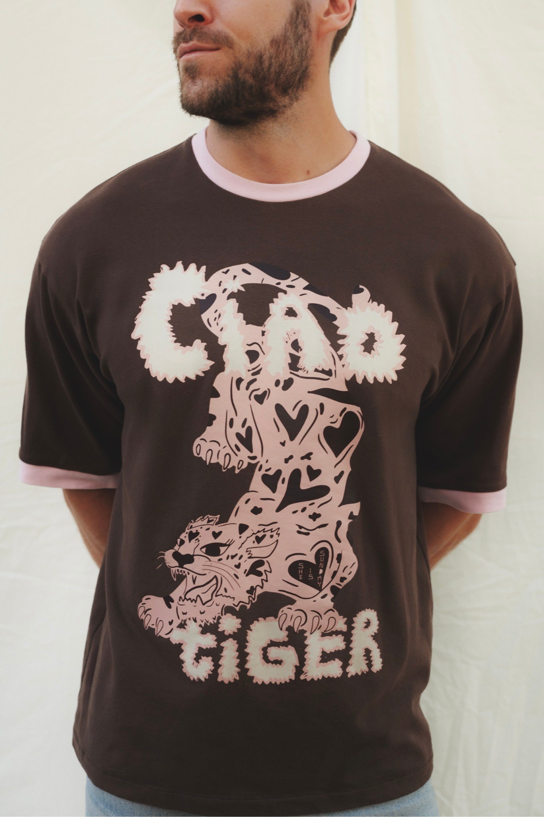 T-SHIRT CIAO TIGER OVERSIZE CZEKOLADOWY - MEN