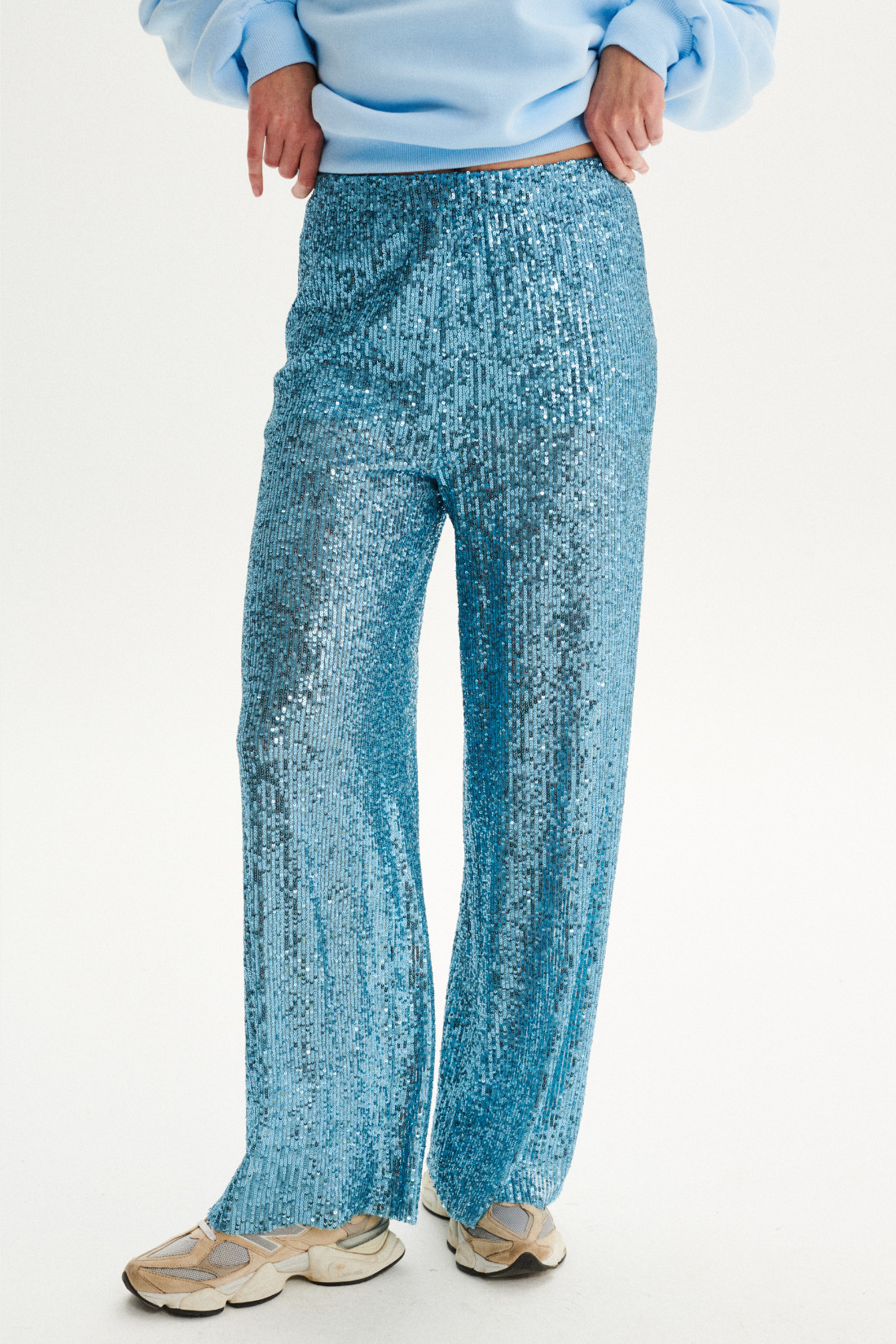 SPODNIE CEKINOWE CRYSTAL TURKUSOWE