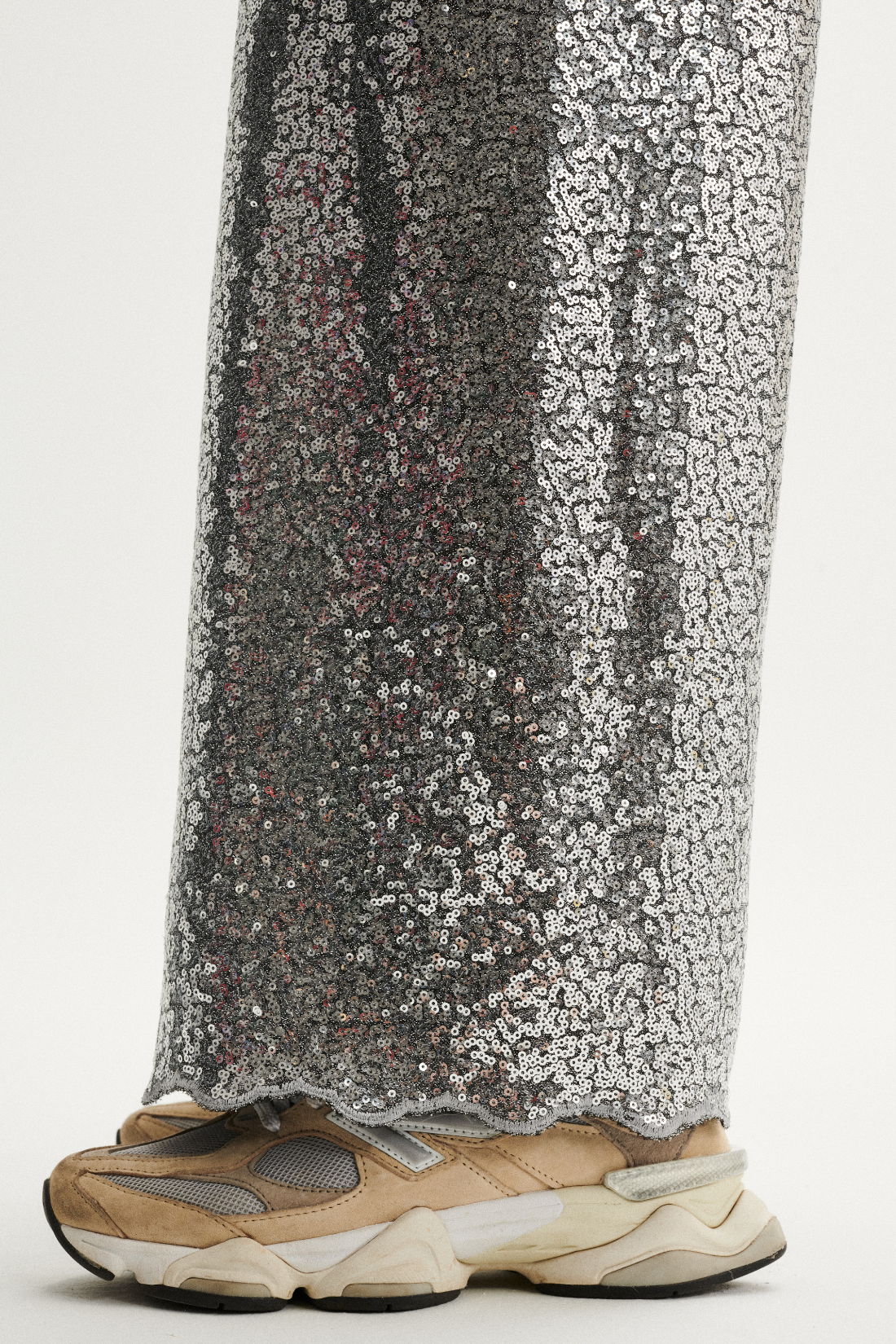 SPODNIE CEKINOWE CRYSTAL SREBRNE