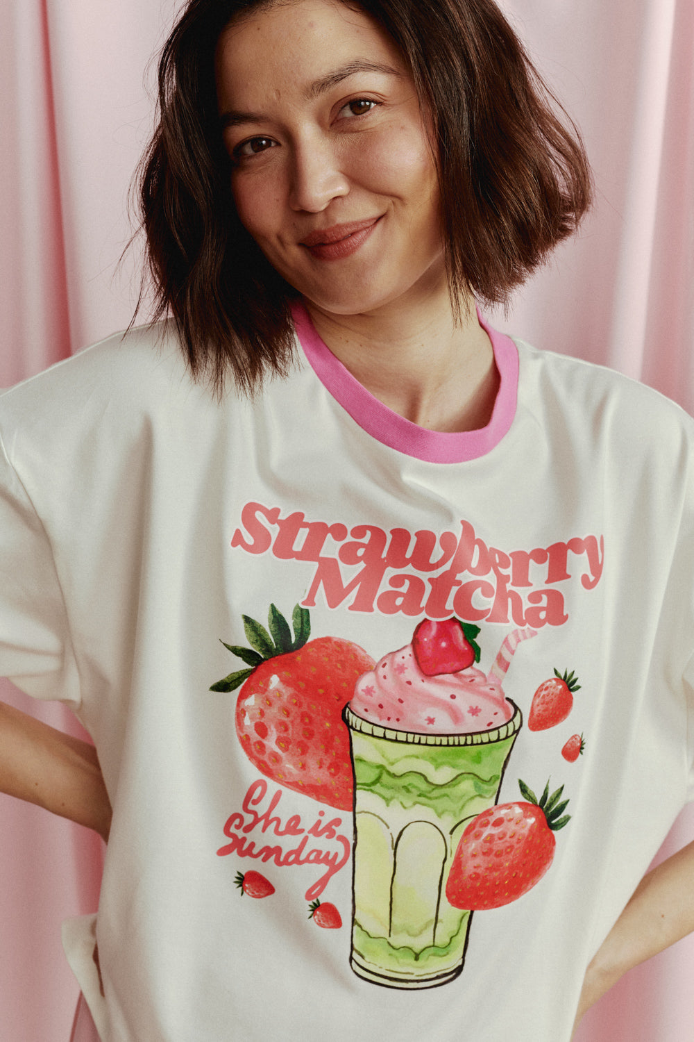 T-SHIRT STRAWBERRY MATCHA BOXY