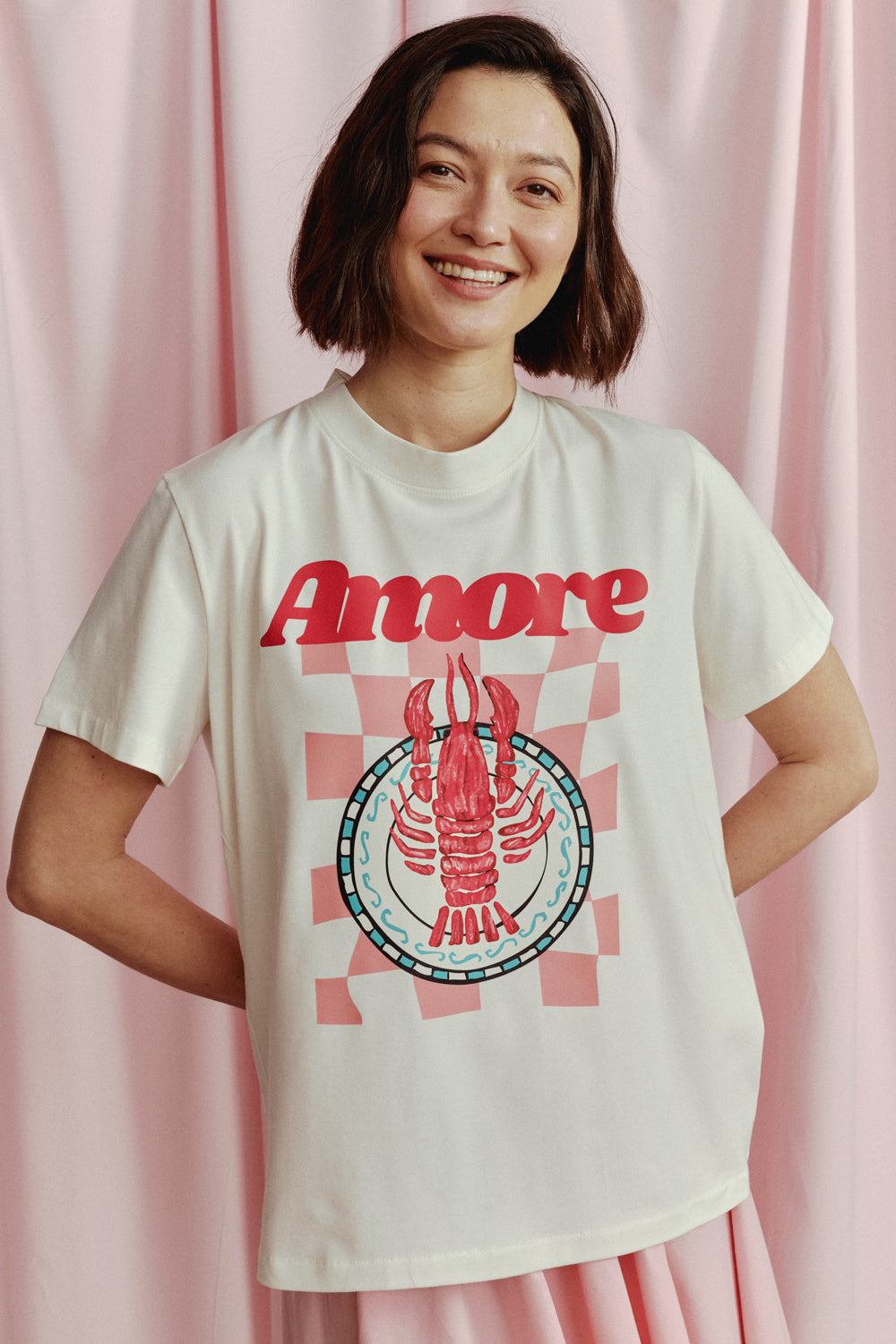 T-SHIRT AMORE LOBSTER BIAŁY