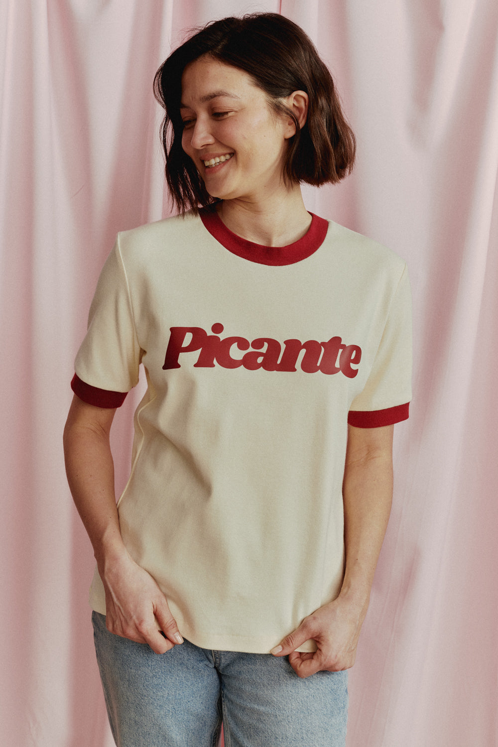 T-SHIRT PICANTE KREMOWY