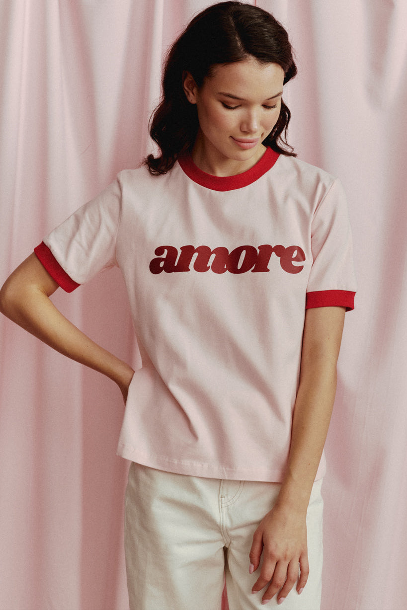 T-SHIRT AMORE RÓŻOWY