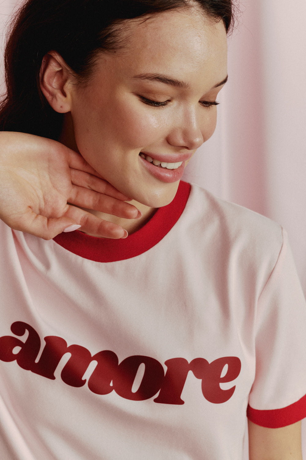 T-SHIRT AMORE RÓŻOWY