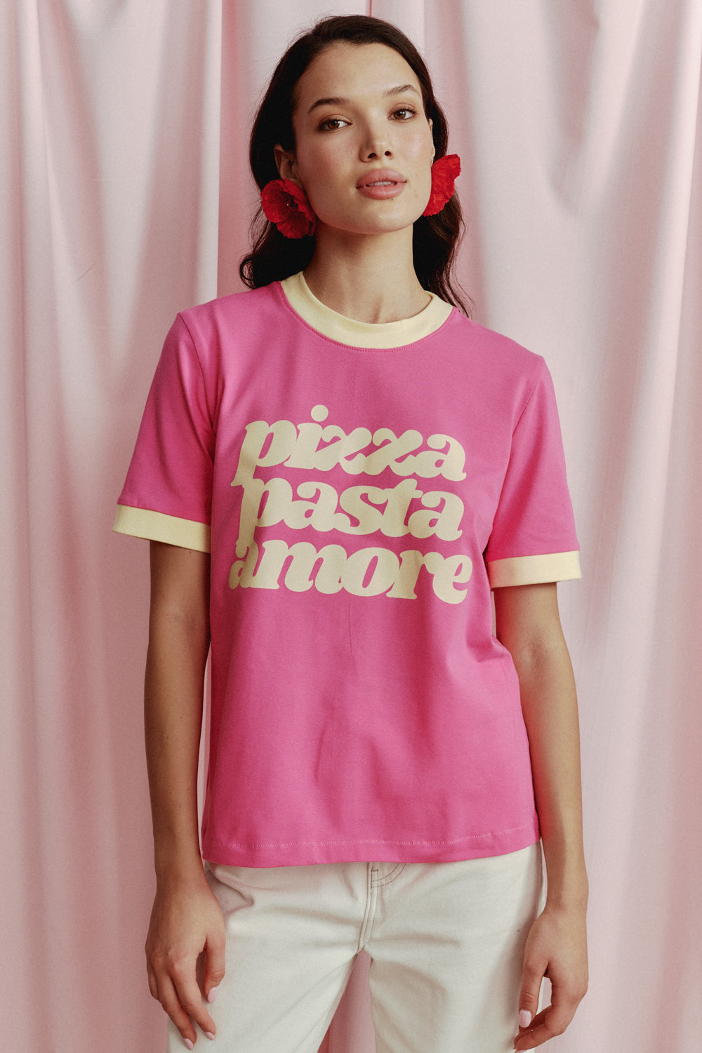 T-SHIRT PIZZA PASTA AMORE RÓŻOWA