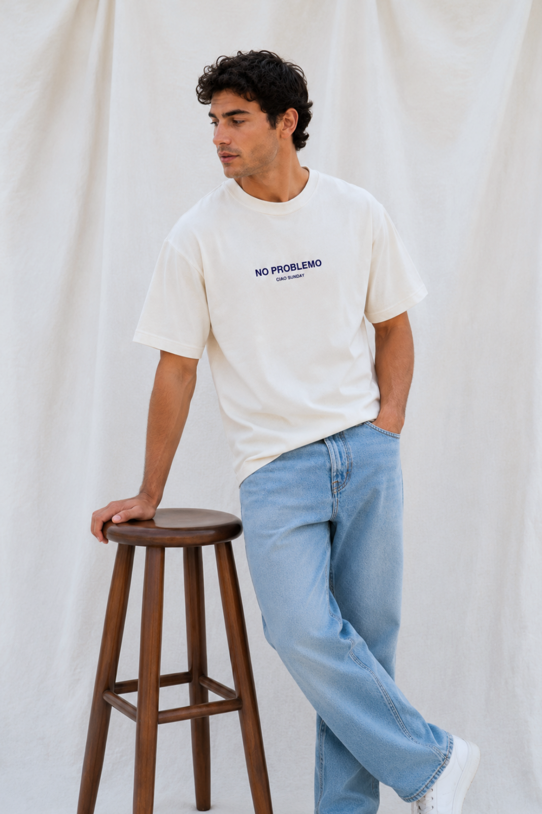 T-SHIRT NO PROBLEMO ŚMIETANKOWY - MEN