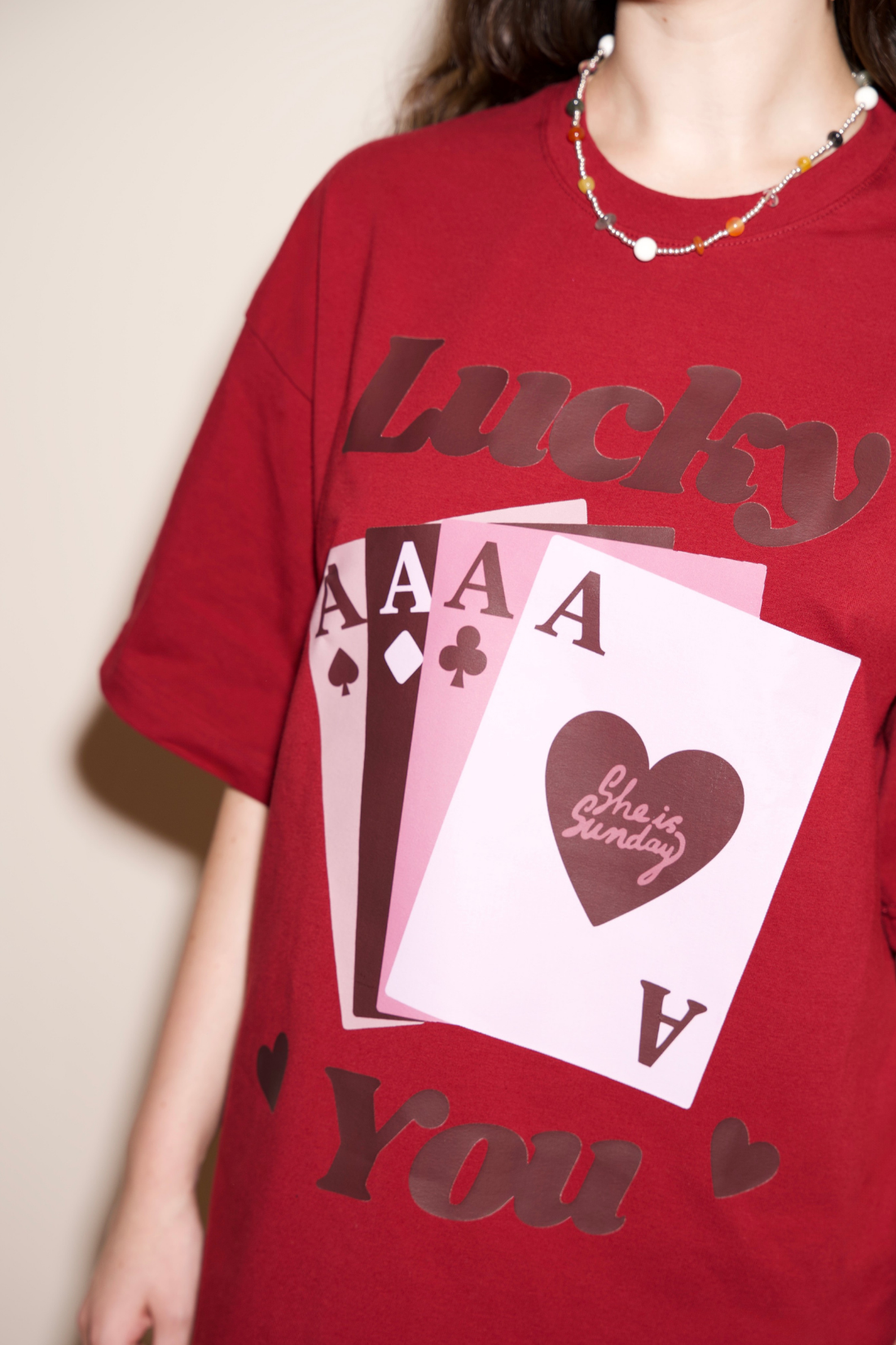 T-SHIRT LUCKY YOU BORDOWY