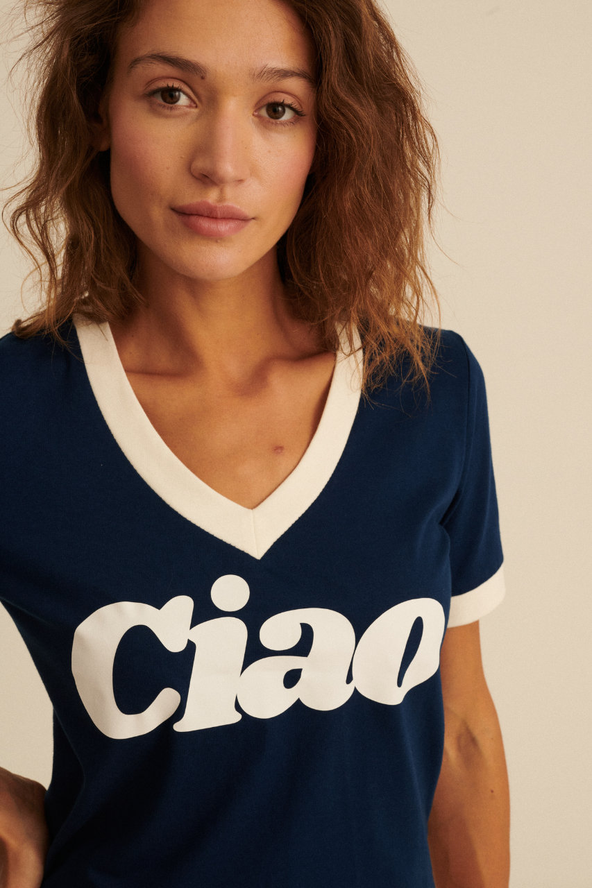 T-SHIRT CIAO V-NECK NAVY