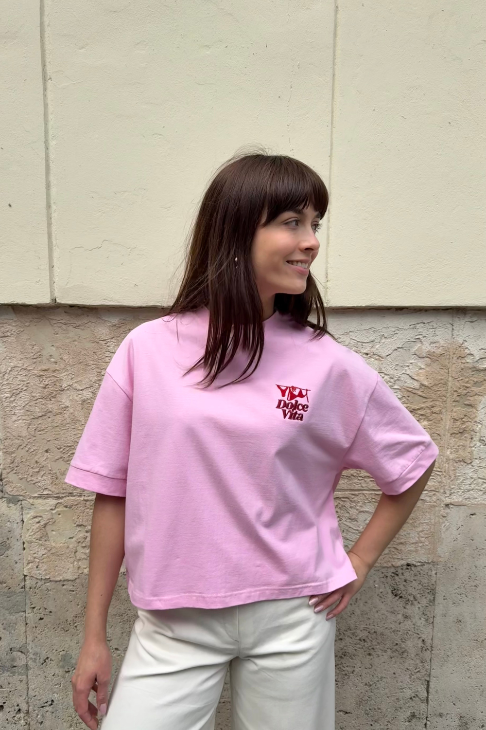 T-SHIRT BIKINI BOXY RÓŻOWY