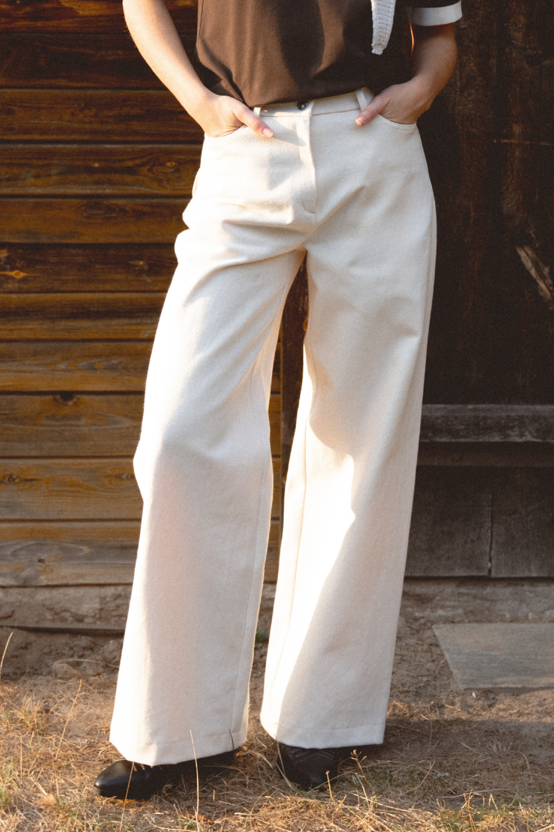 SPODNIE JEANSOWE LOVELY KREMOWE