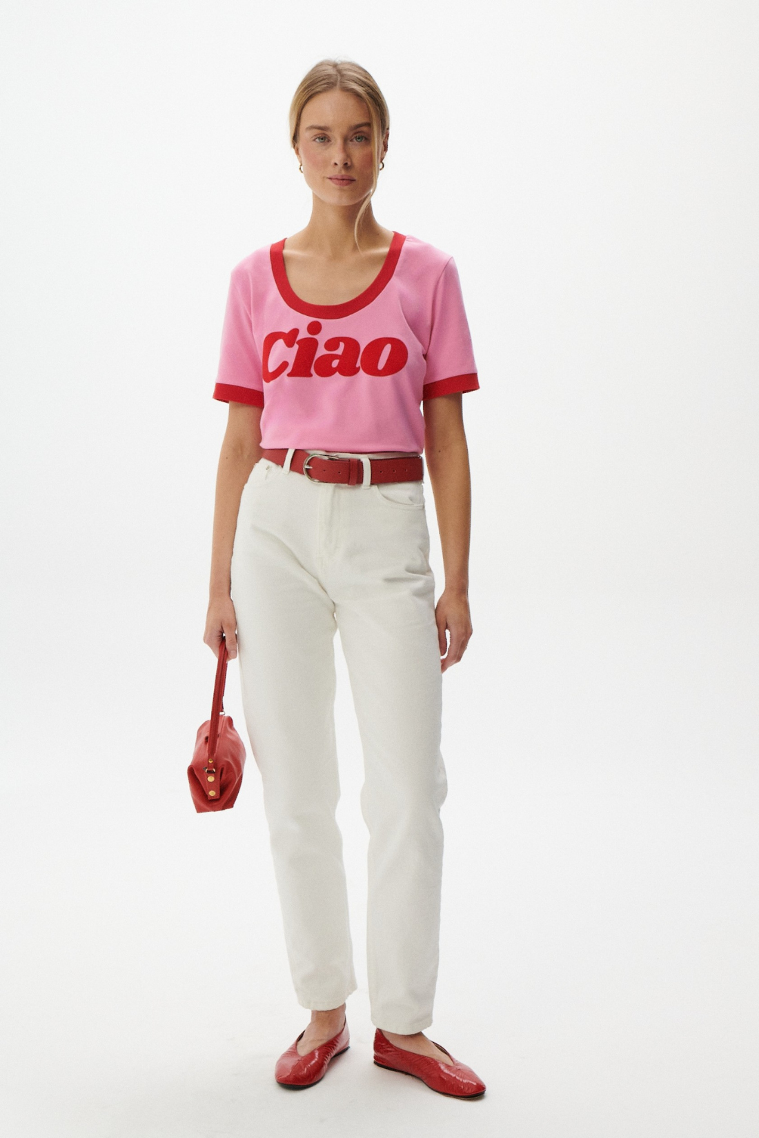 T-SHIRT CIAO SUNDAY RÓŻOWY GŁĘBOKI DEKOLT