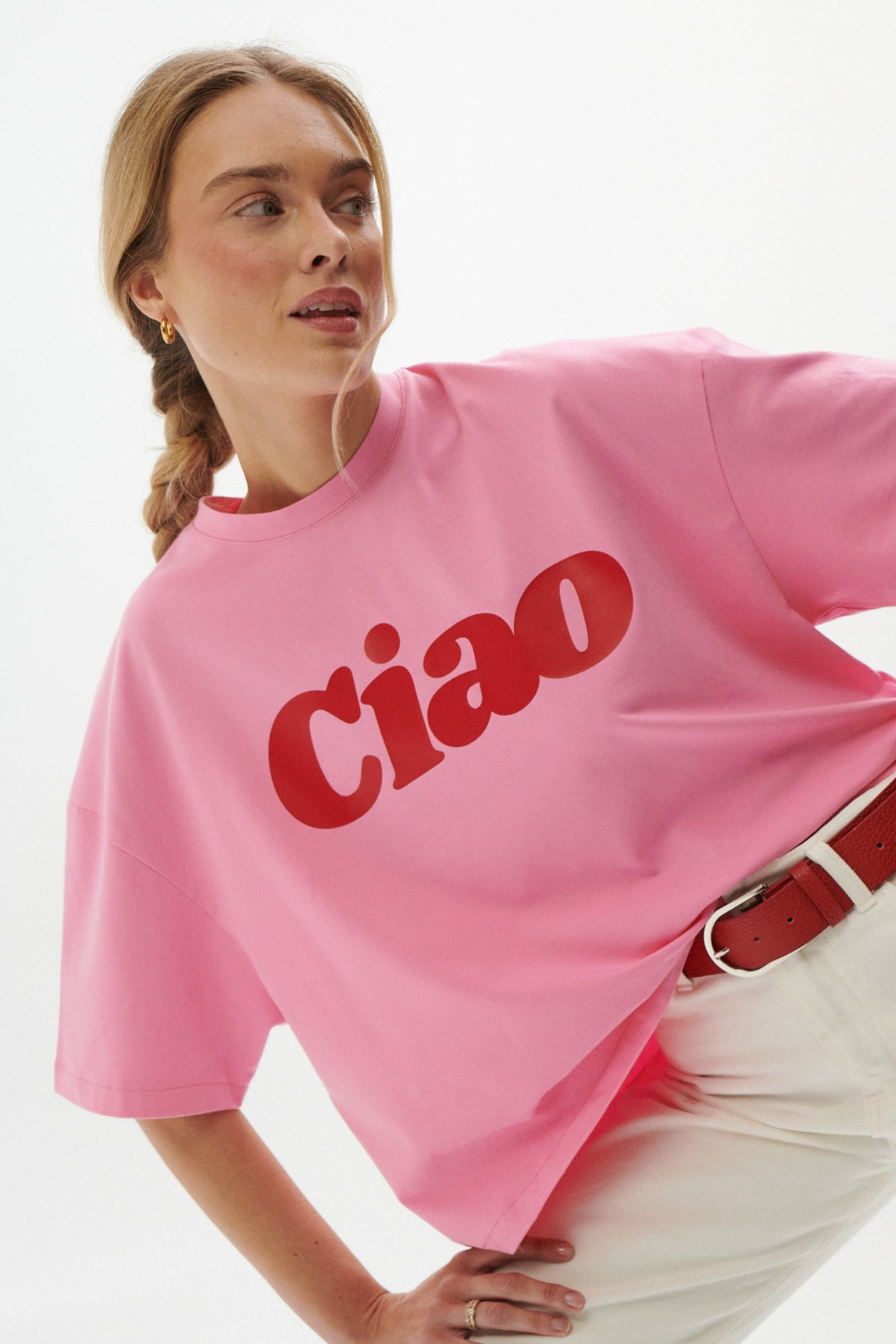 T-SHIRT CIAO SUNDAY BOXY ROŻOWY