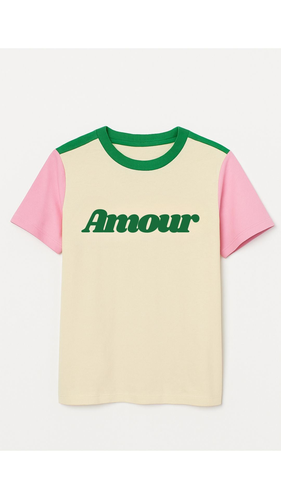 T-SHIRT AMOUR STRAWBERRY KREMOWY