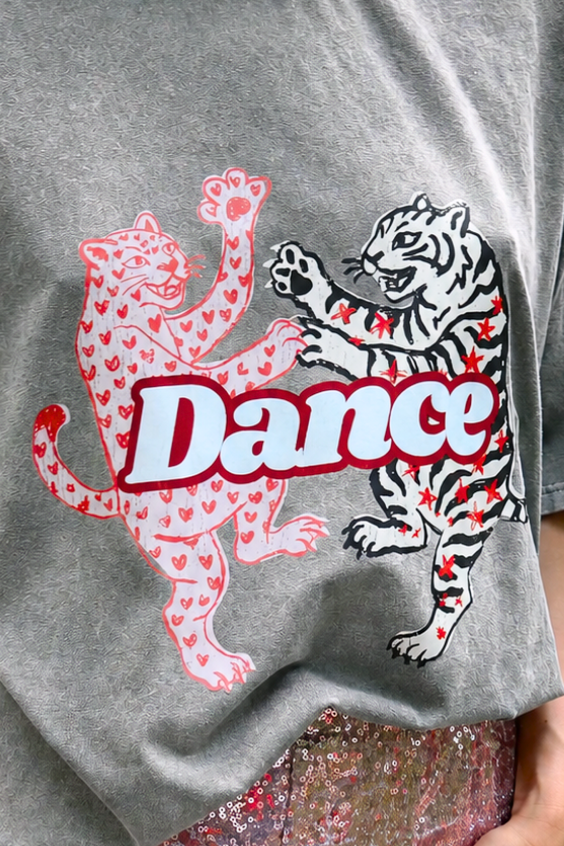 T-SHIRT KITTY DANCE VINTAGE SZARY