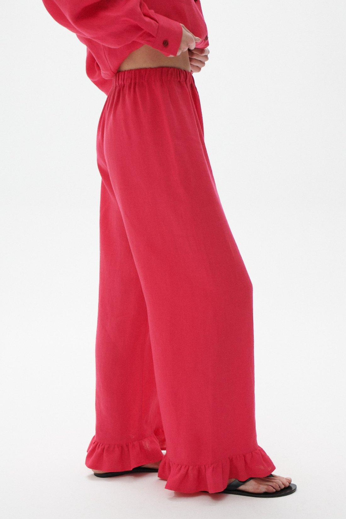 SPODNIE LNIANE ESPERANZA MALINOWE