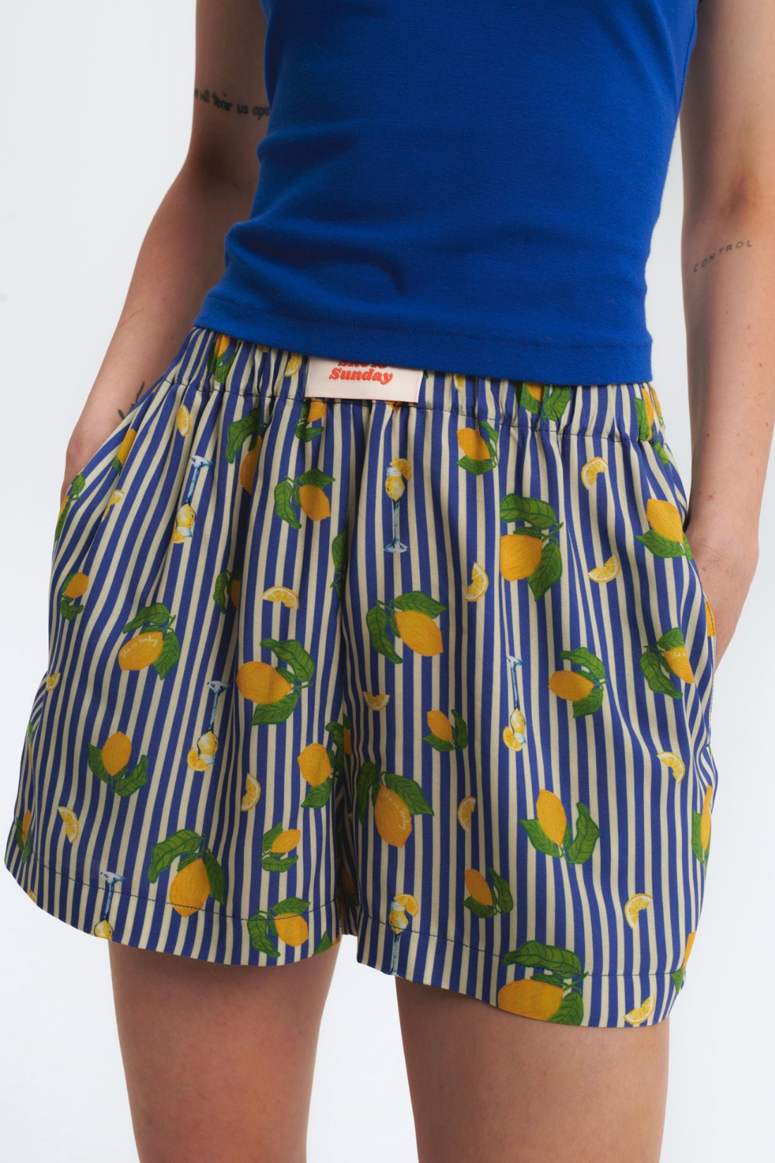 STRIPED PANAMA SHORTS