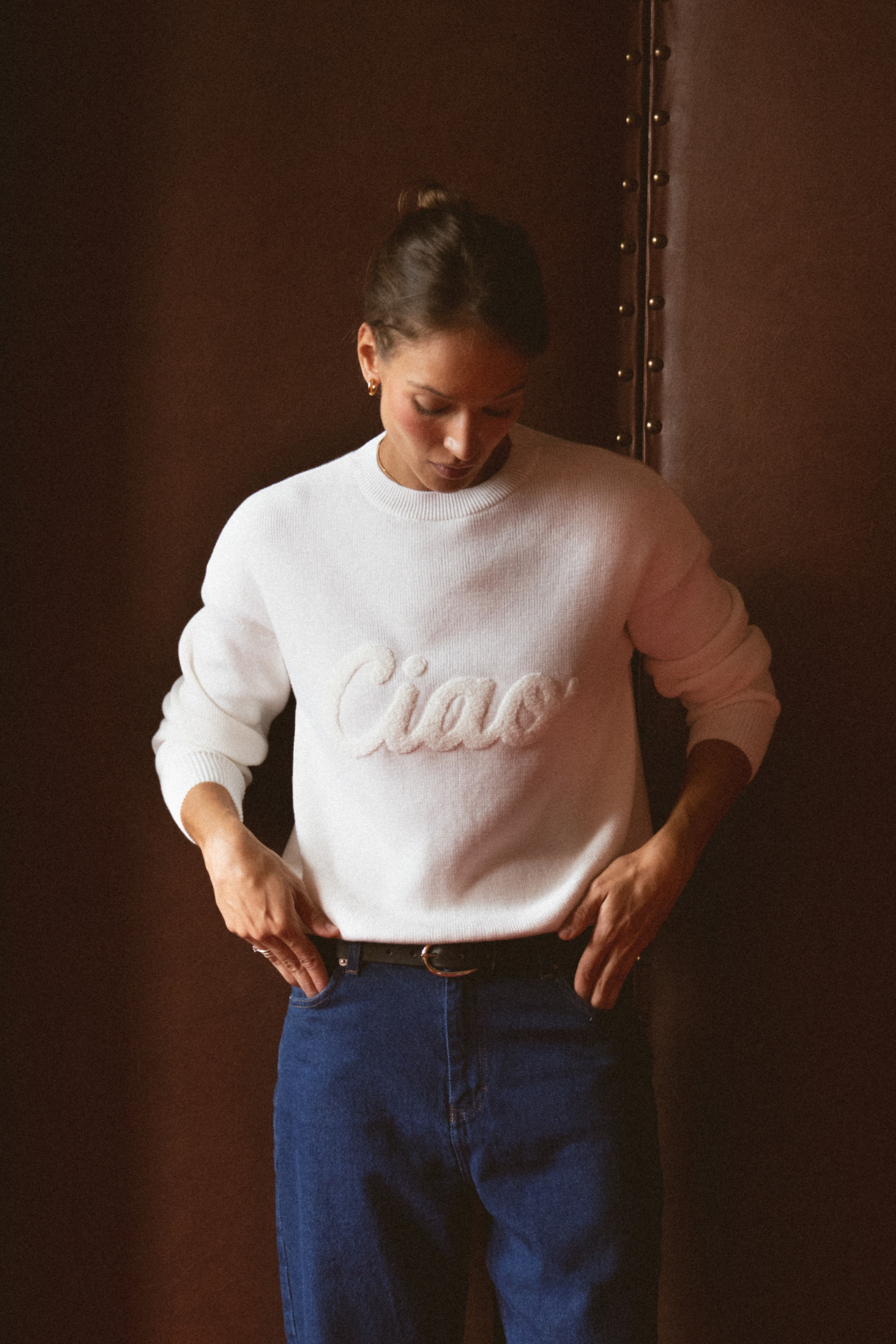 SWETER SADIE KREMOWY Z BAWEŁNY ORGANICZNEJ