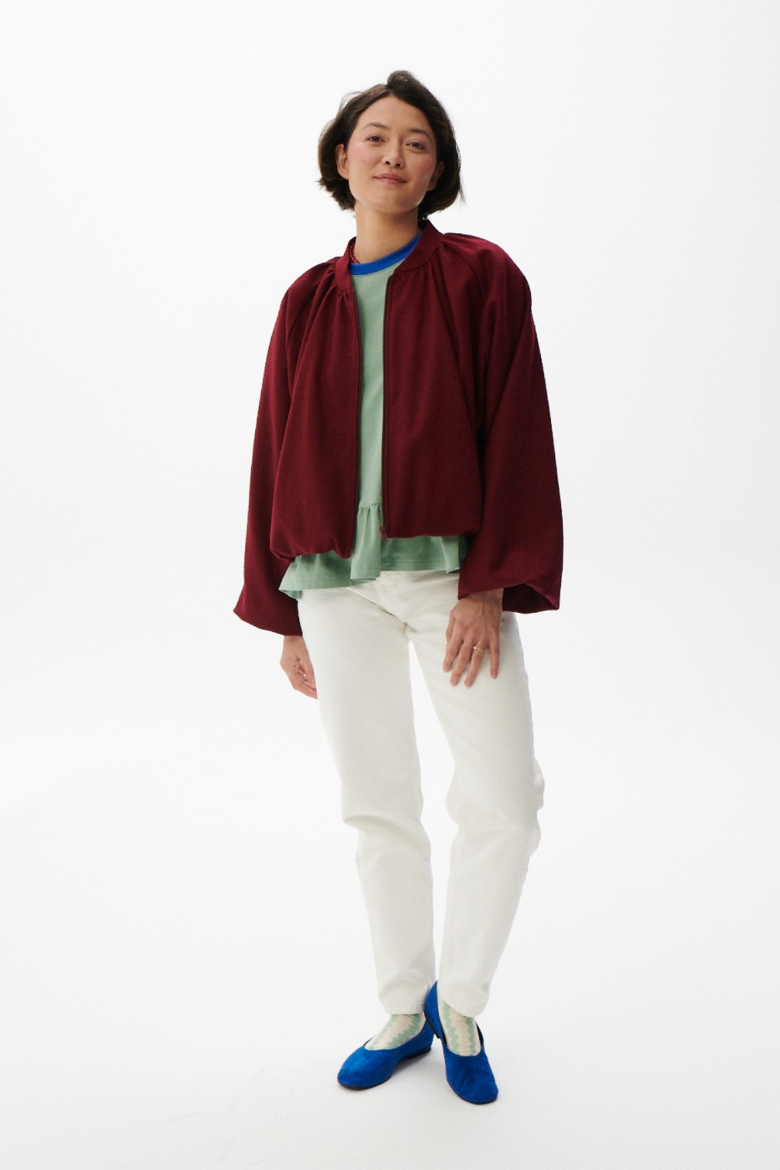 KURTKA WEŁNIANA BURGUNDY NIGHT BORDOWA