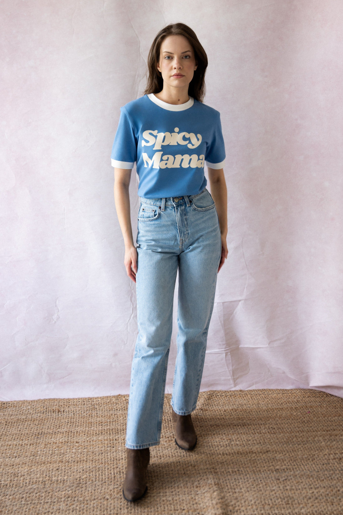 T-SHIRT SPICY MAMA NIEBIESKI