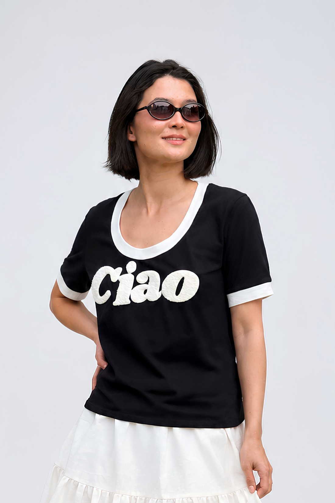CIAO SUNDAY T-SHIRT PINK DEEP NECKLINE