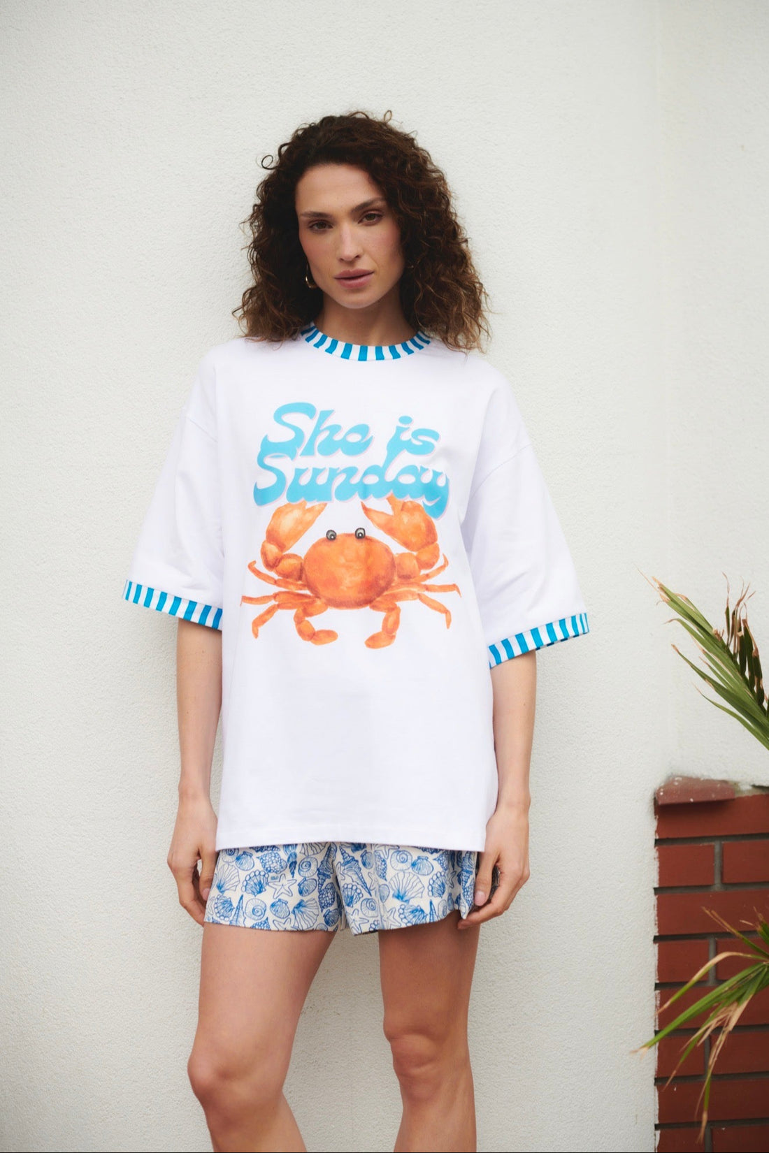 T-SHIRT CRAB BIAŁY