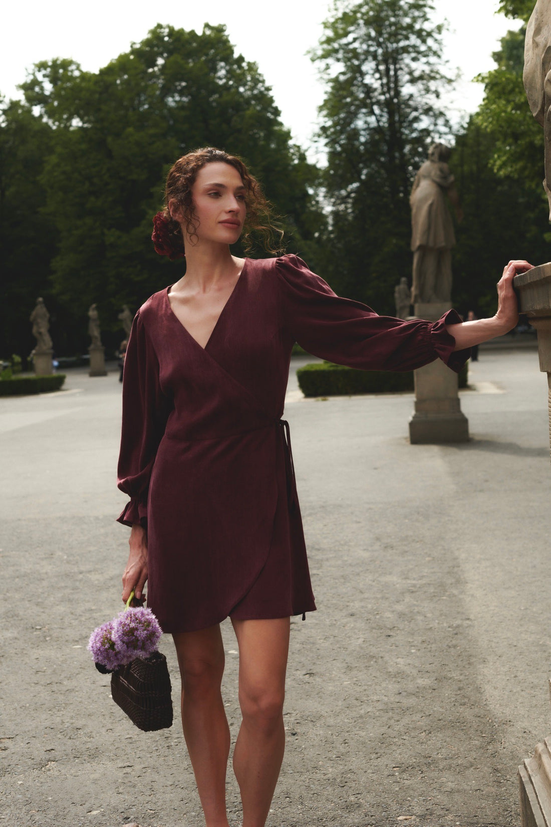 SUKIENKA AVVOLTA MINI BURGUNDOWA