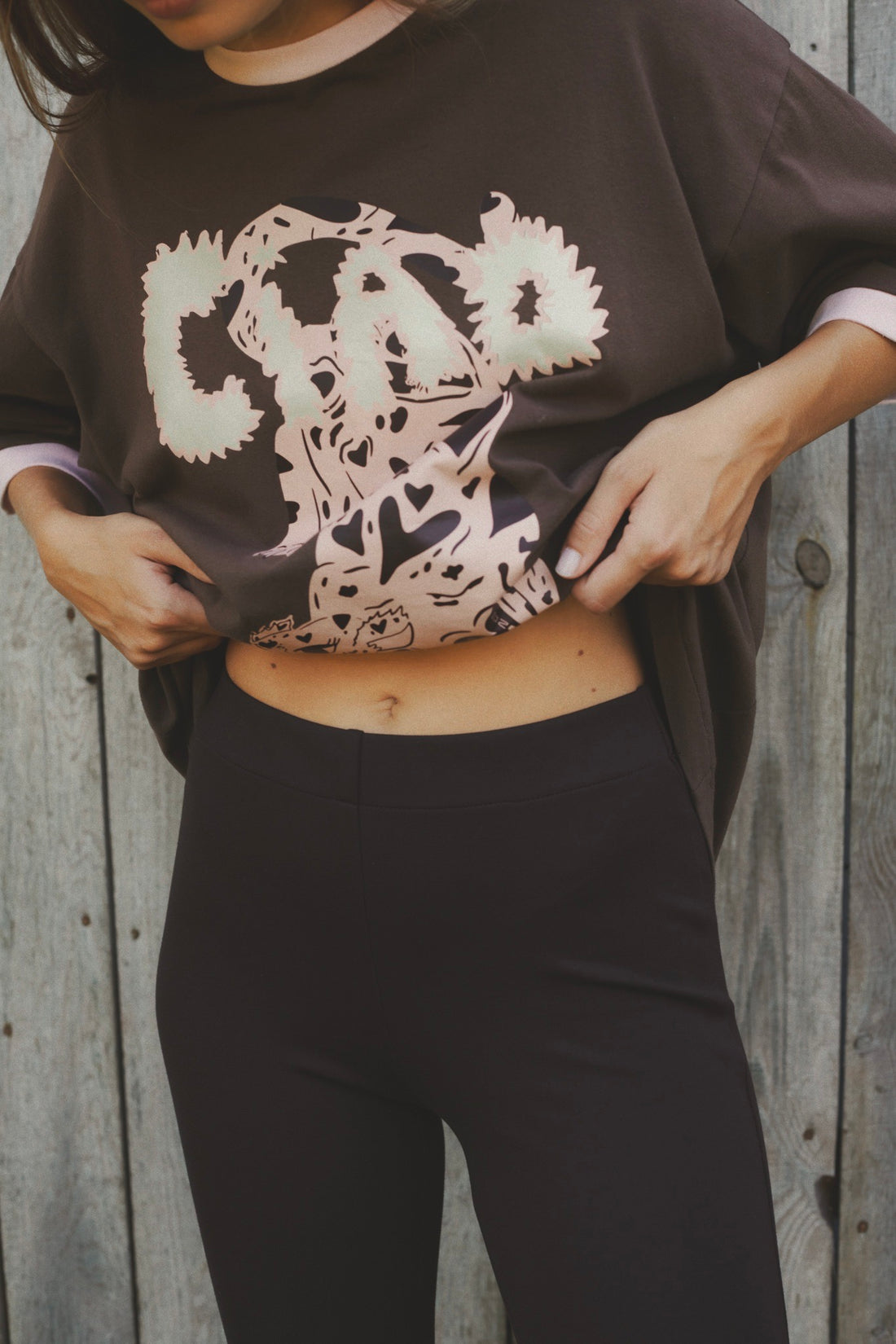 SPODNIE SIS SPLIT CZEKOLADOWE