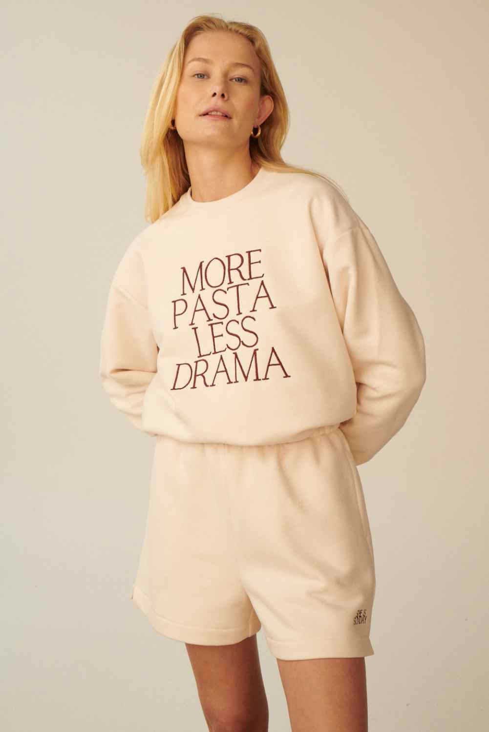 BLUZA MORE PASTA LESS DRAMA KREMOWA