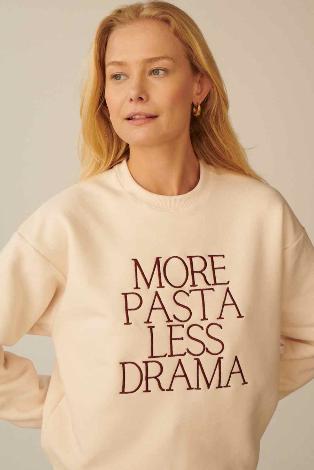 BLUZA MORE PASTA LESS DRAMA KREMOWA