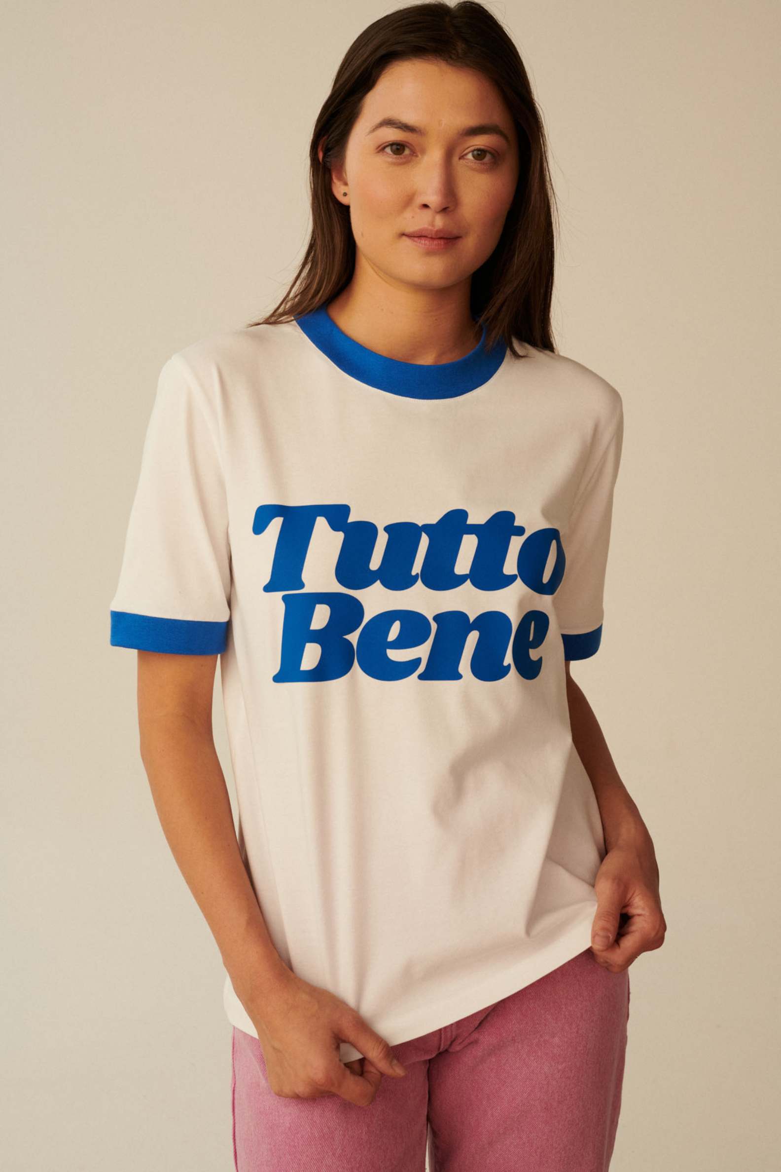 T-SHIRT TUTTO BENE NIEBIESKI