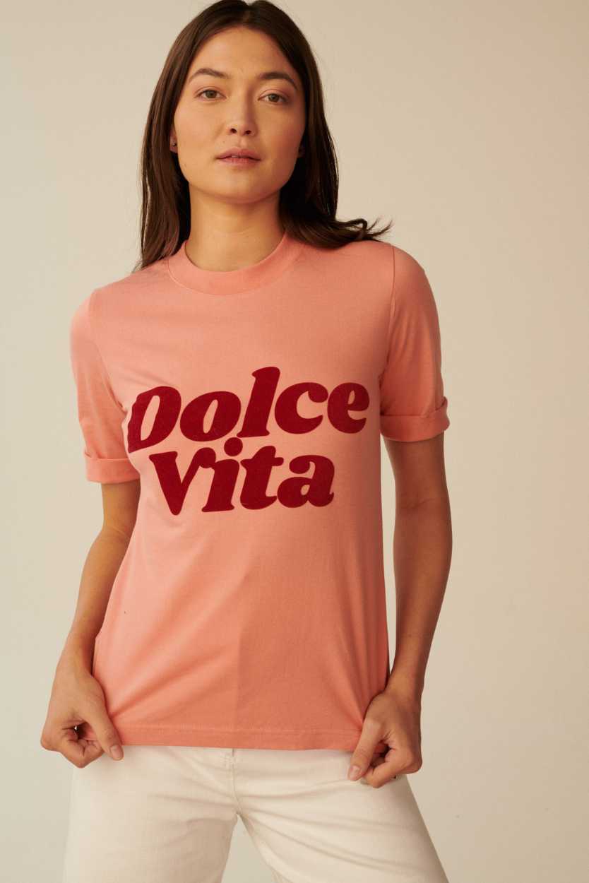 T-SHIRT DOLCE VITA KORALOWY