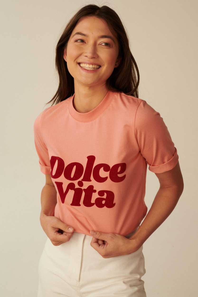 T-SHIRT DOLCE VITA KORALOWY