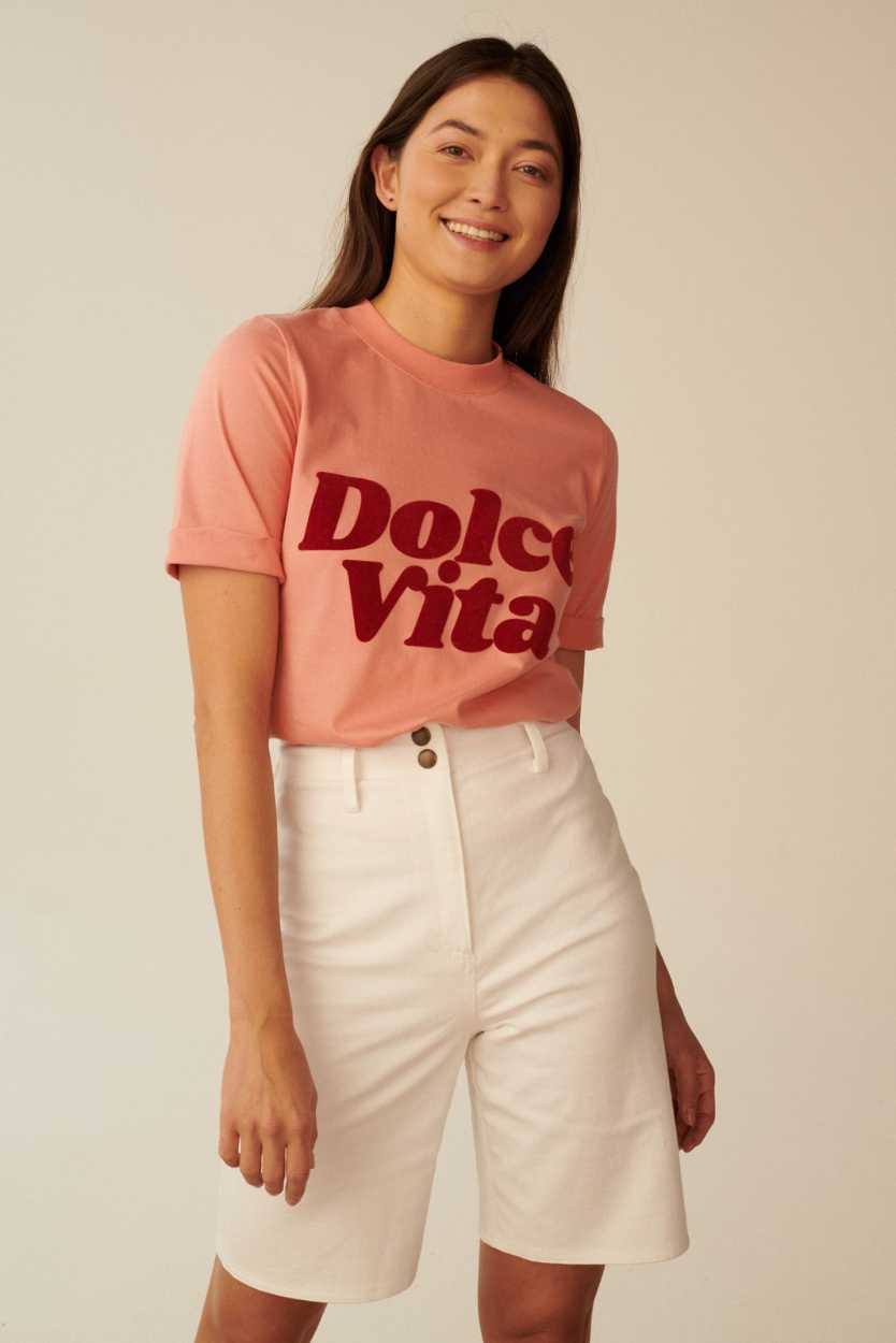 T-SHIRT DOLCE VITA KORALOWY