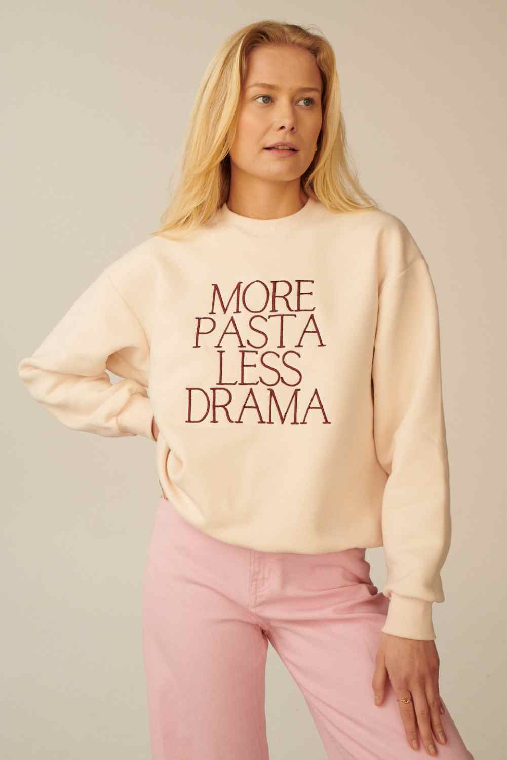 BLUZA MORE PASTA LESS DRAMA KREMOWA