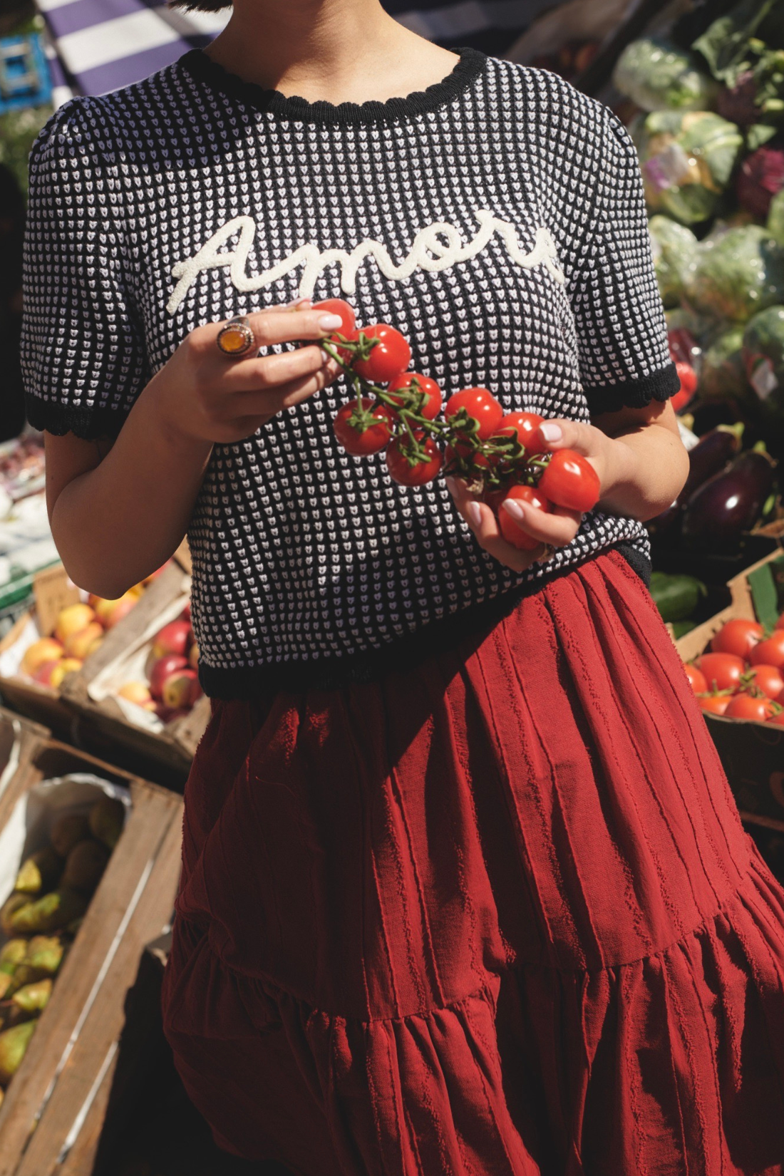 T-SHIRT FRIDA CZARNO-BIAŁY Z BAWEŁNY ORGANICZNEJ