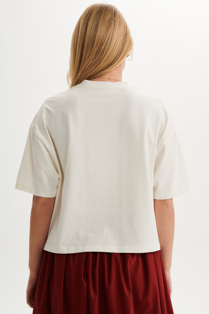 T-SHIRT AURORA BIAŁY Z KOŁNIERZYKIEM