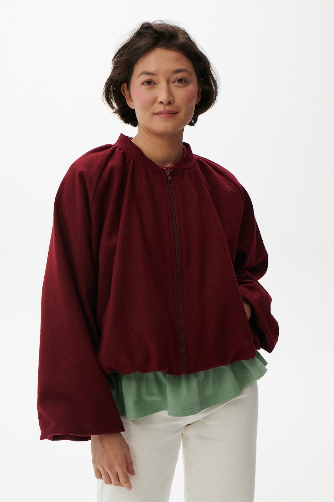 KURTKA WEŁNIANA BURGUNDY NIGHT BORDOWA