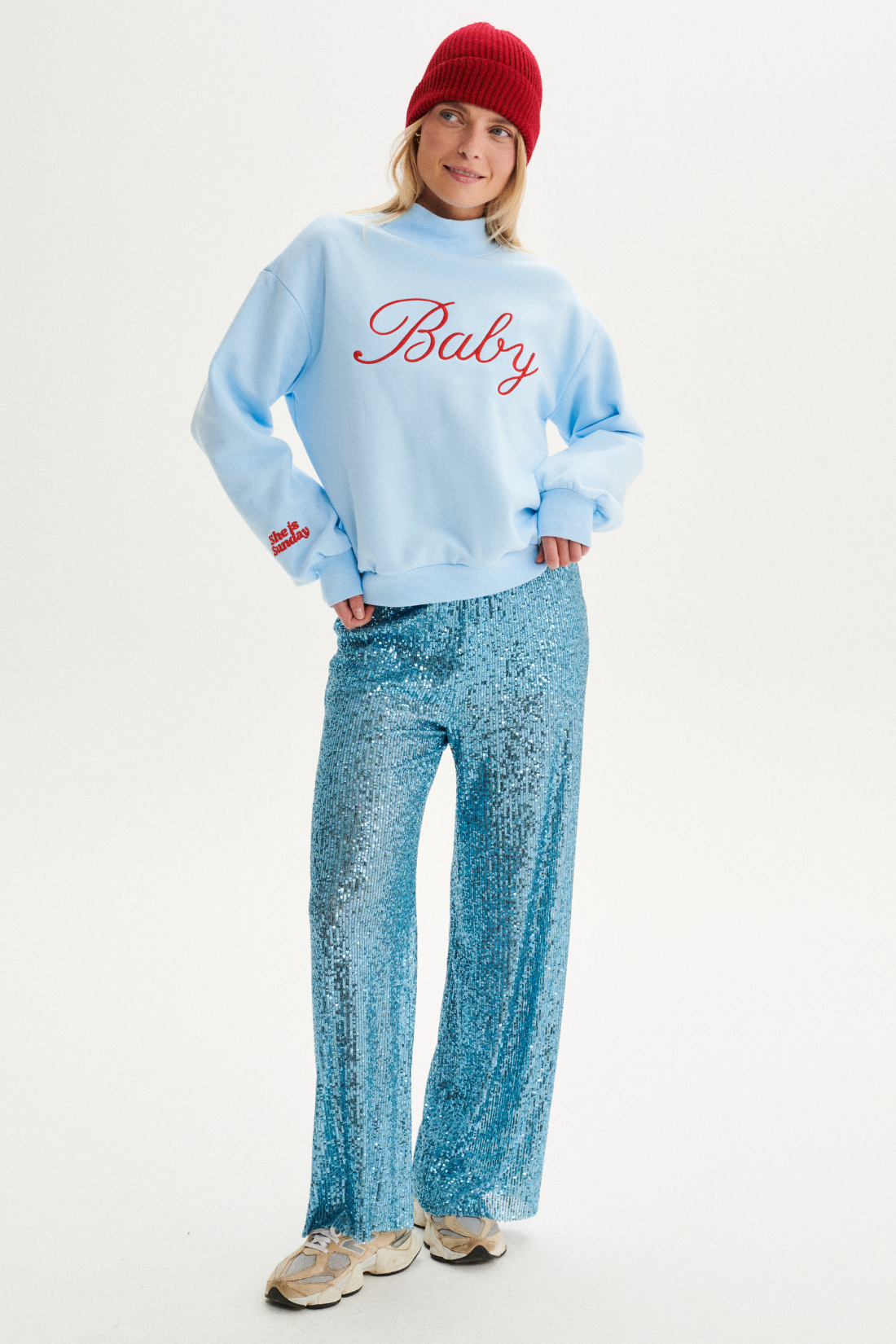 SPODNIE CEKINOWE CRYSTAL TURKUSOWE