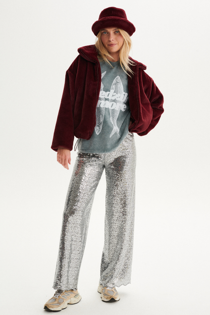 SPODNIE CEKINOWE CRYSTAL SREBRNE