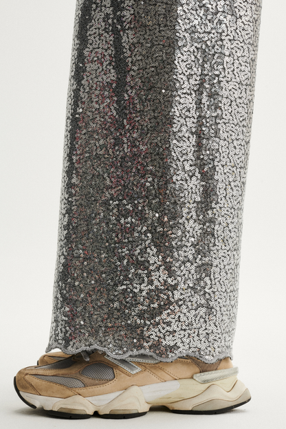 SPODNIE CEKINOWE CRYSTAL SREBRNE