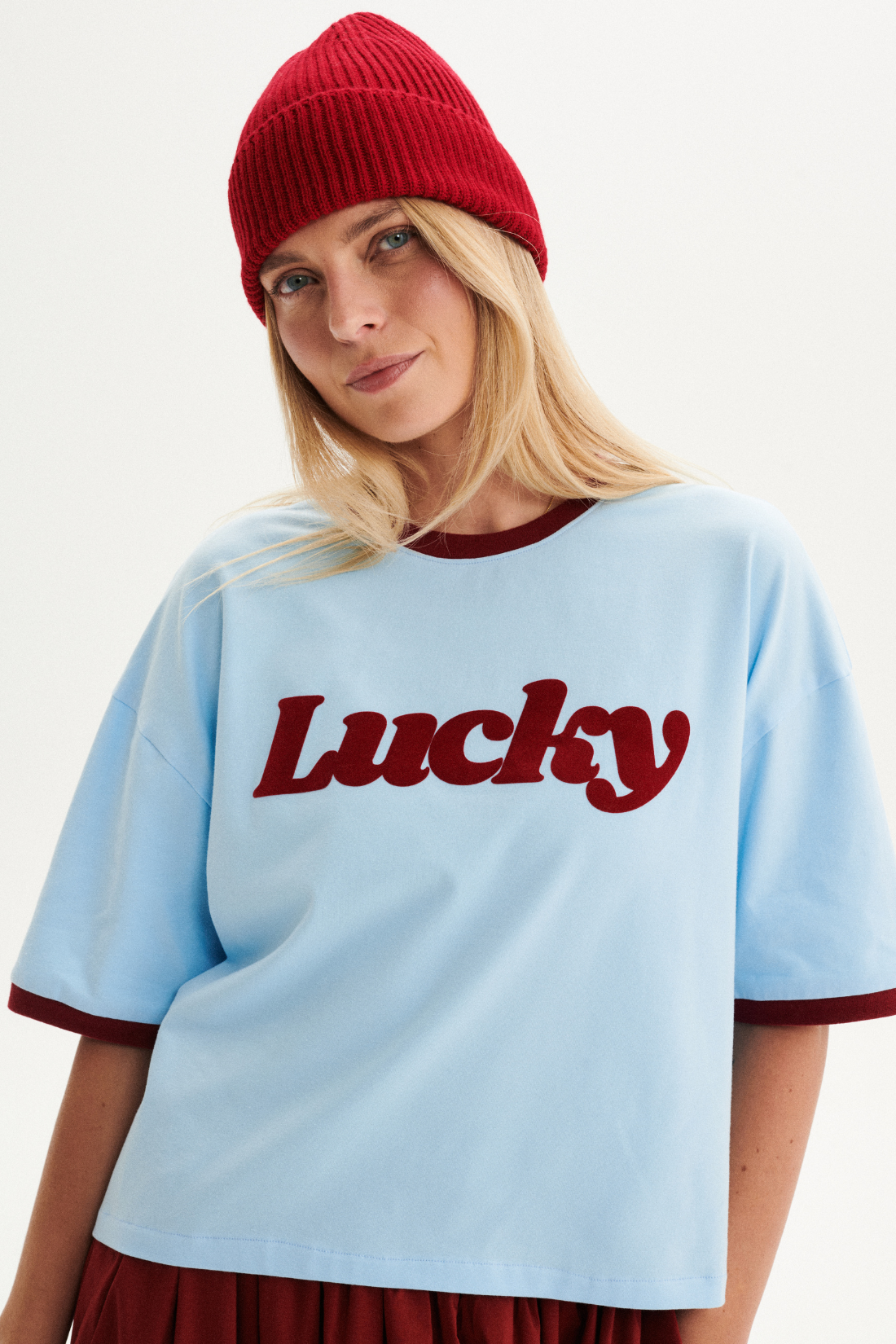 T-SHIRT LUCKY BŁĘKITNY