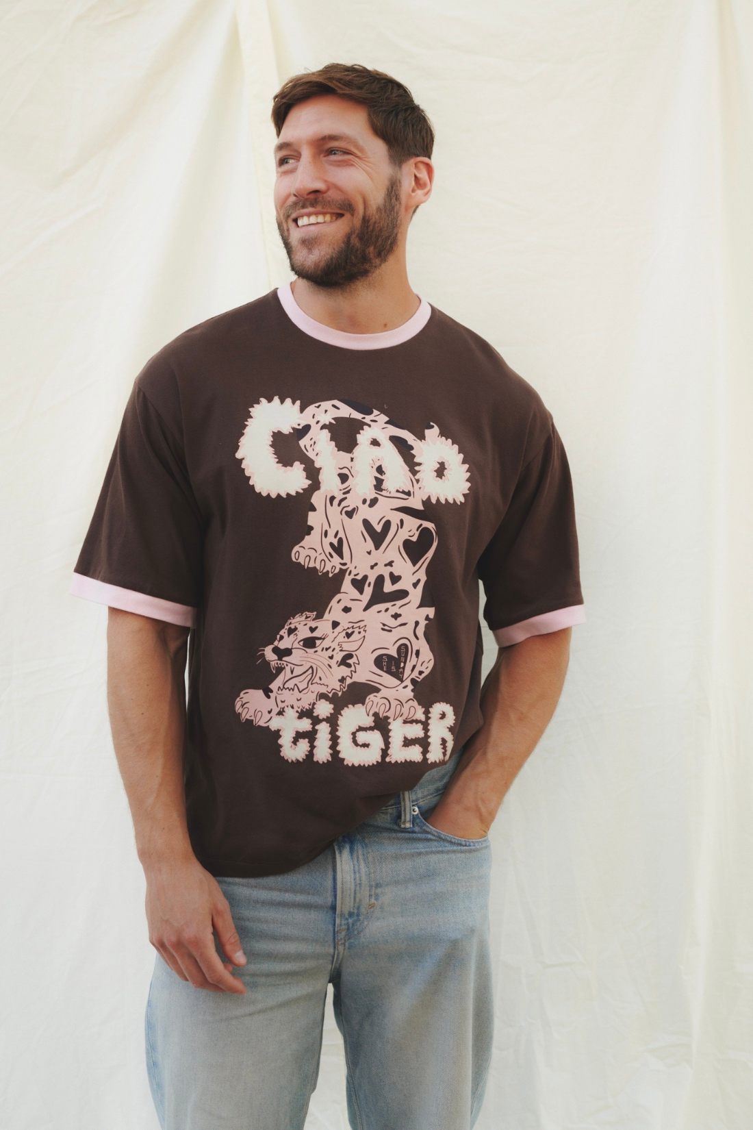 T-SHIRT CIAO TIGER OVERSIZE CZEKOLADOWY - MEN