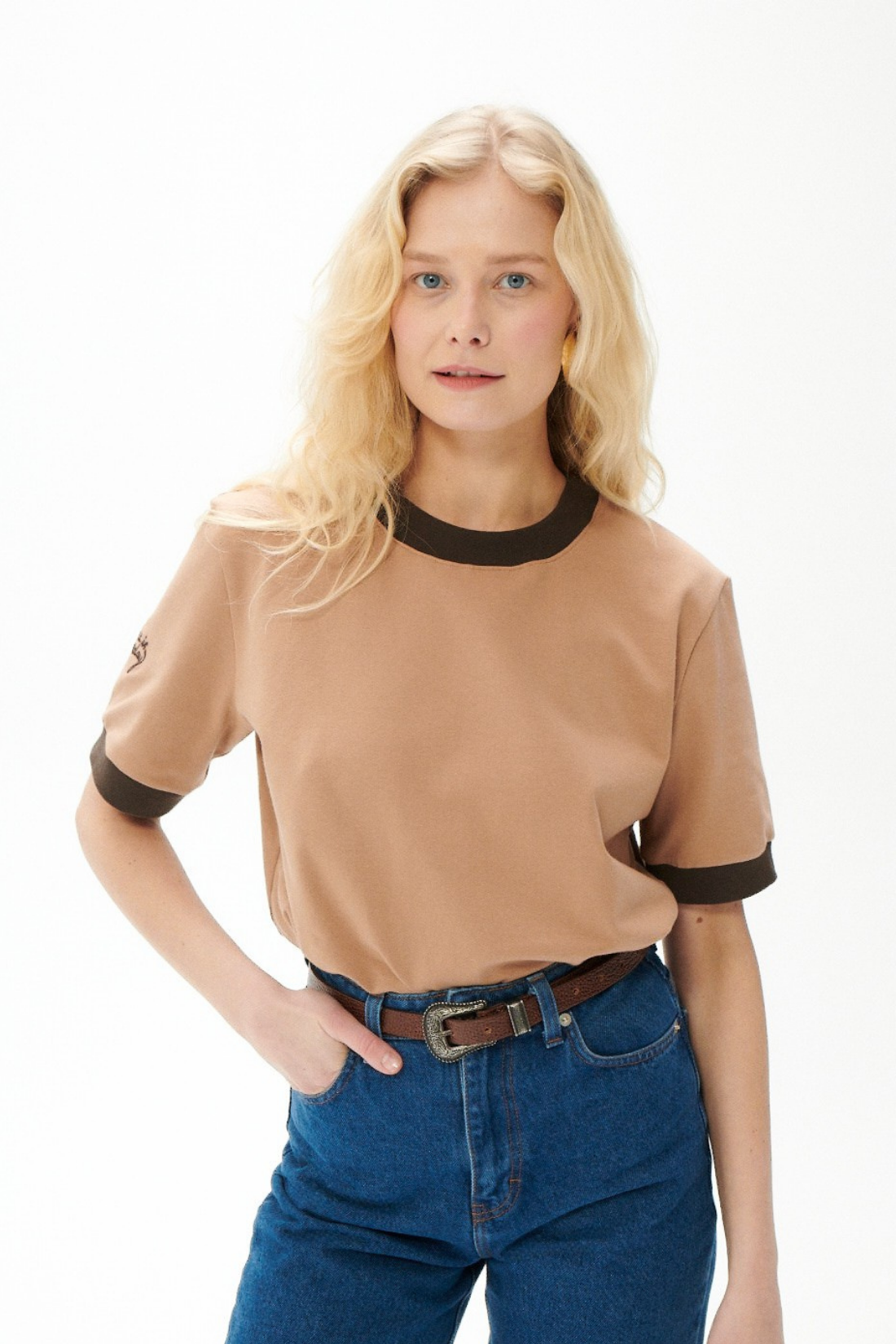 T-SHIRT BASIC SUNDAY BRĄZOWY