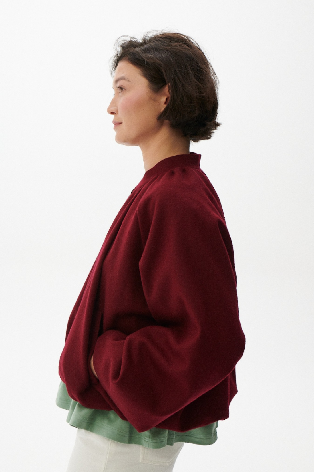 KURTKA WEŁNIANA BURGUNDY NIGHT BORDOWA