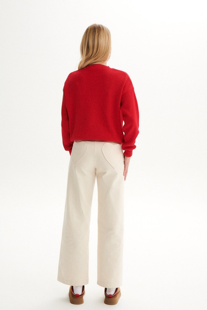 SPODNIE JEANSOWE LOVELY KREMOWE