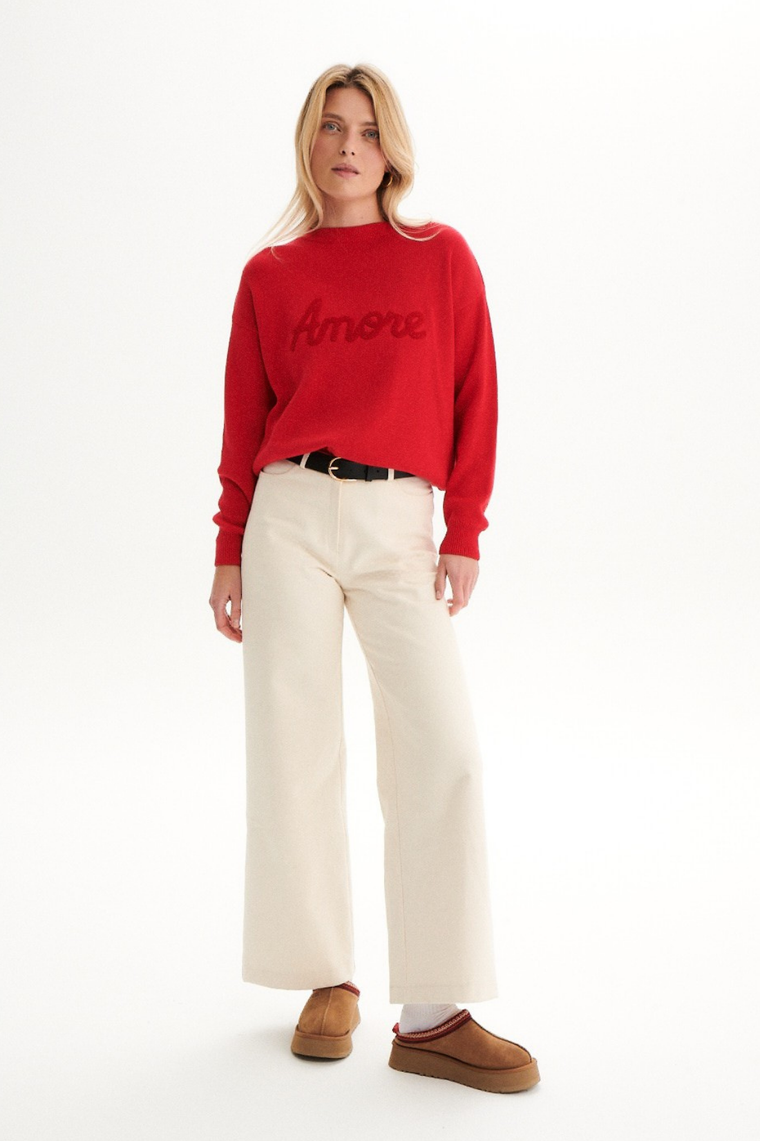 SPODNIE JEANSOWE LOVELY KREMOWE