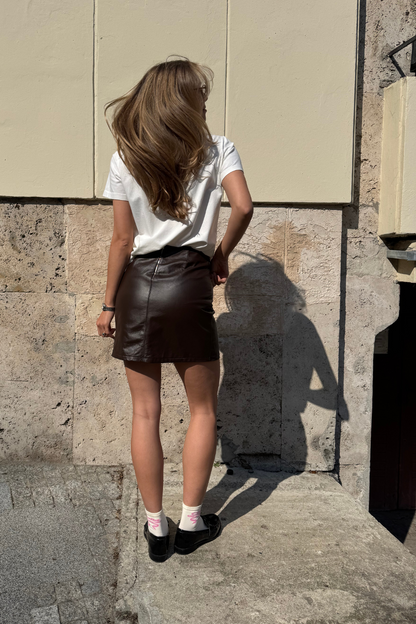 SPÓDNICA SKÓRZANA HAILEY BRĄZOWA